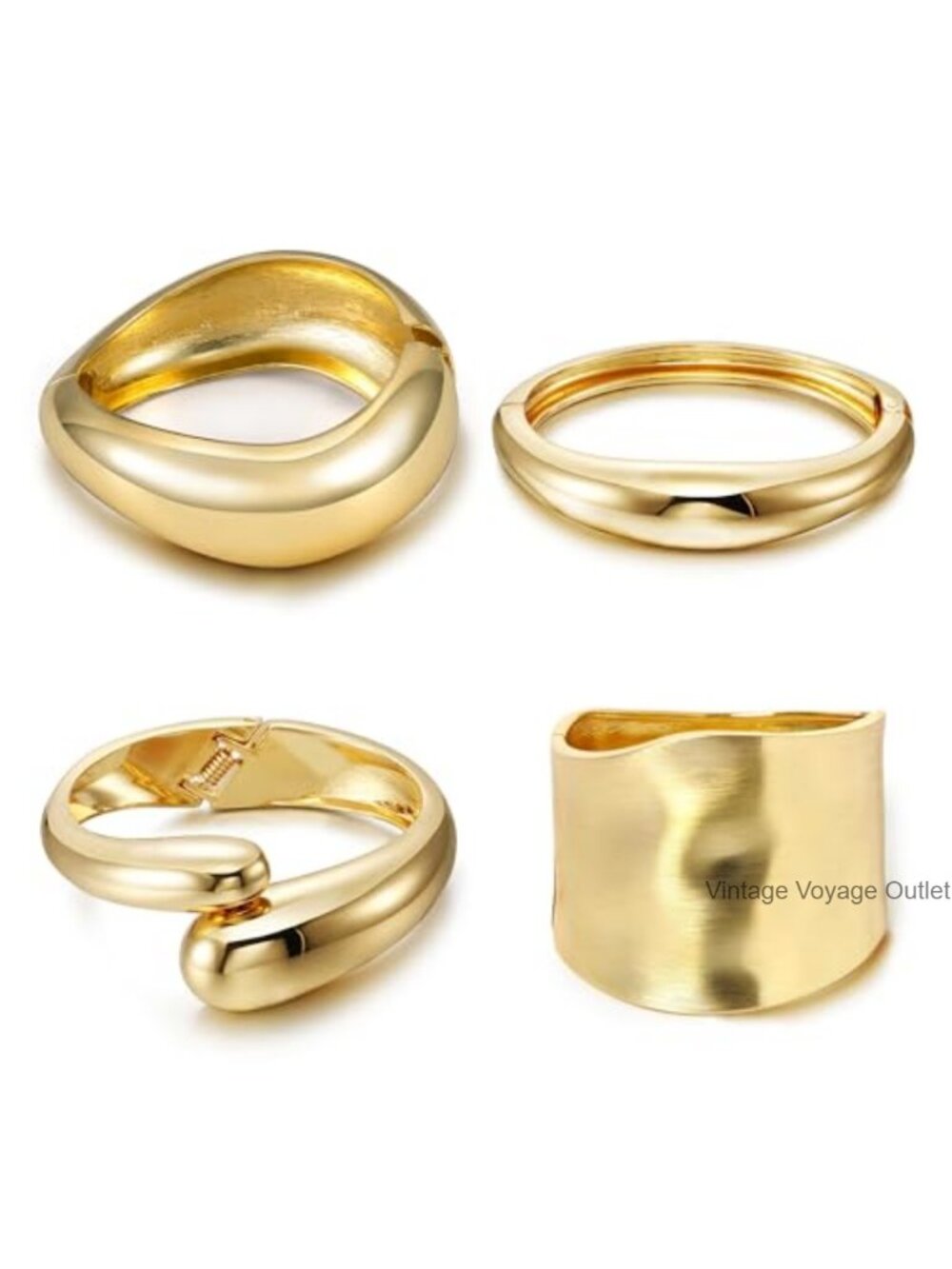 Chunky Cuff Bracelet Set Hinged Bangle 4 Pc Women Jewelry